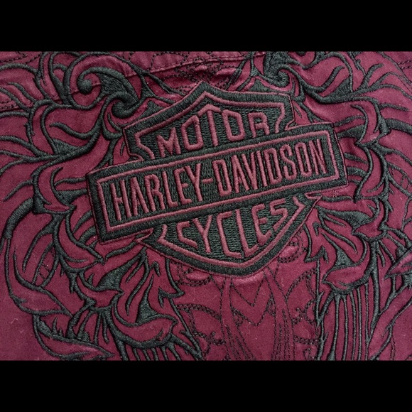 Harley-Davidson Burgundy Embroidered Shirt Women - Picture 6 of 6